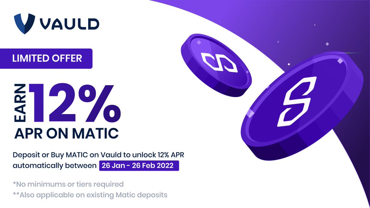MATIC put 🇮🇳 on 🥇

And we’re offering an interest of:

3% ❌
6% ❌
10% ❌

12% ✅

on $MATIC

That’s right! Deposit your MATIC tokens for a 👉  12% APR 👈  NOW!