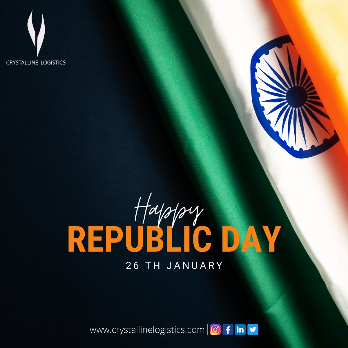 CrystallineLog1's tweet photo. Freedom has come with the sacrifices of our freedom fighters, so let's pledge to protect it. Wish you and Happy Republic Day!

#freightforwarder #logistics 
#business #airexport #airimport 
#oceanfreight #customsclearance #republicdayindia #republicday  #crystallinelogistics https://t.co/OE1GtifgMu