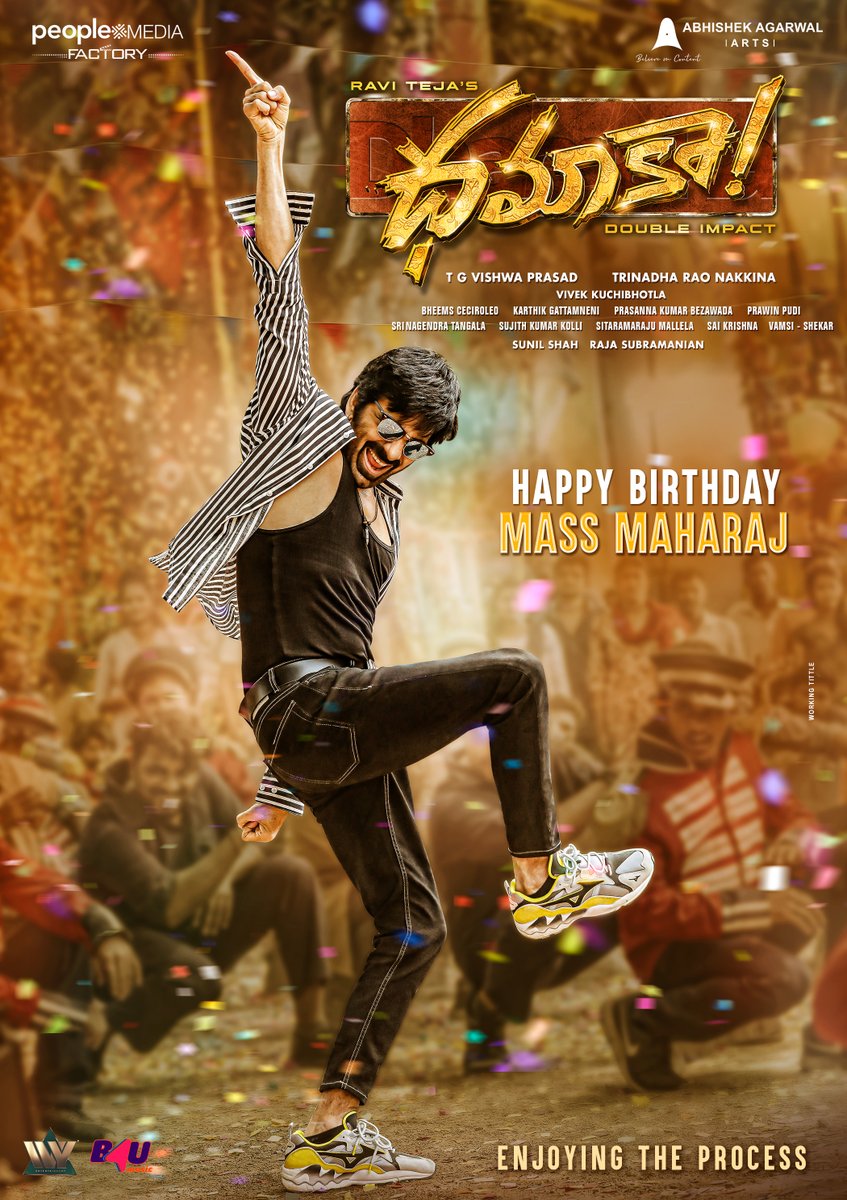 RavitejaFollwrs's tweet photo. Team #DHAMAKA 💥 
wishes the Mass Maharaja @RaviTeja_offl a very Happy Birthday with a Blasting Poster🔥

Double Impact Soon😎

 #HappyBirthdayRaviteja 

 https://t.co/KzY0IdhuCy