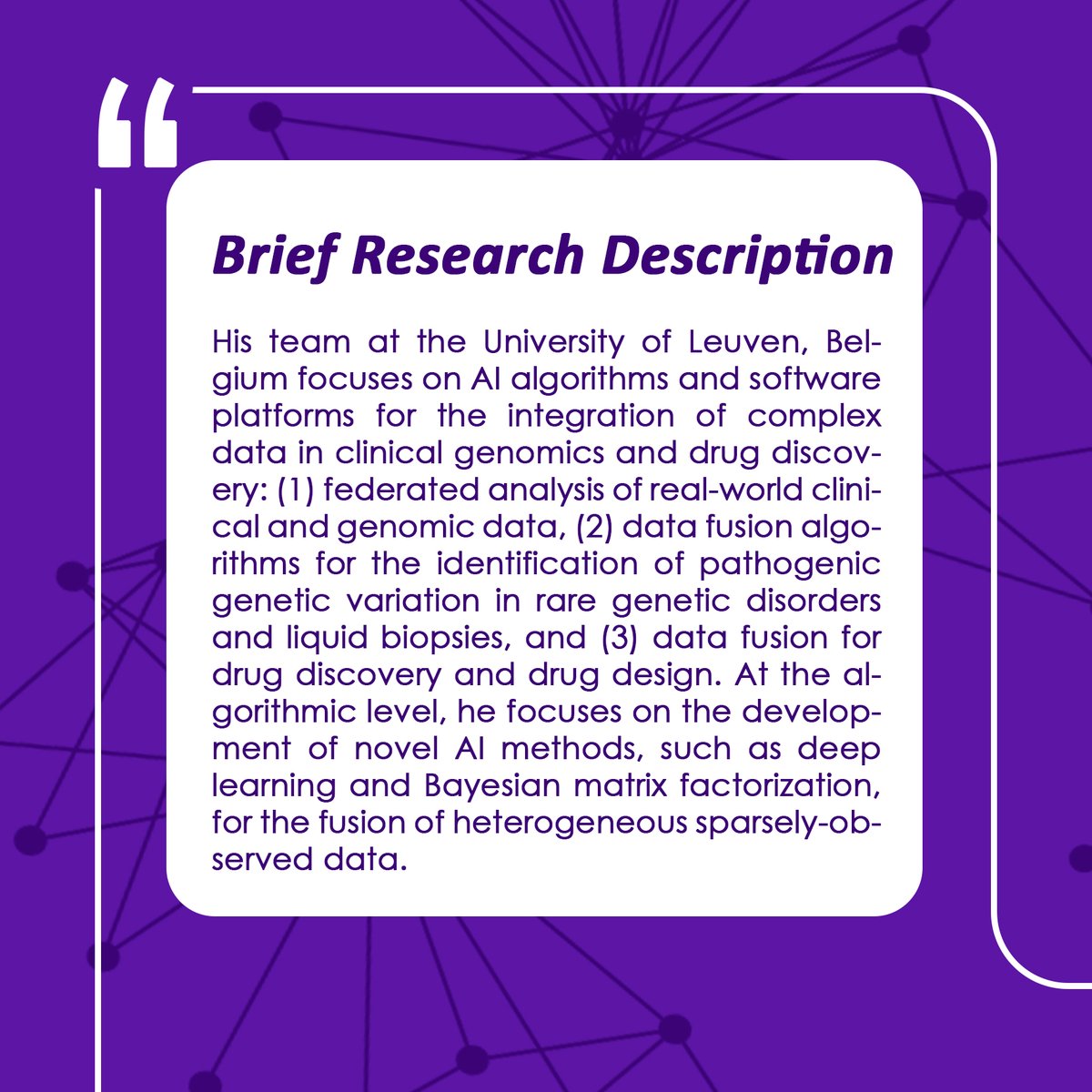 IrBioInfoSoc's tweet photo. ☑️Introduction of Keynote Speakers of 1st International and 10th National Iranian Conference on Bioinformatics
🇮🇷Iran
🏝Kish Island
✅ Dr. Yves Moreau
#Bioinformatics
#February
#2022
📜Abstract submission deadline: February 8, 2022.
✔️Conference website: https://t.co/z1sAErfbez https://t.co/f93QGj6XSk
