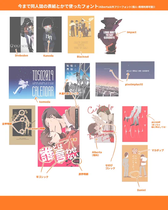 この間フォントの話をしたので、同人誌で使ったフォントを大放出します 