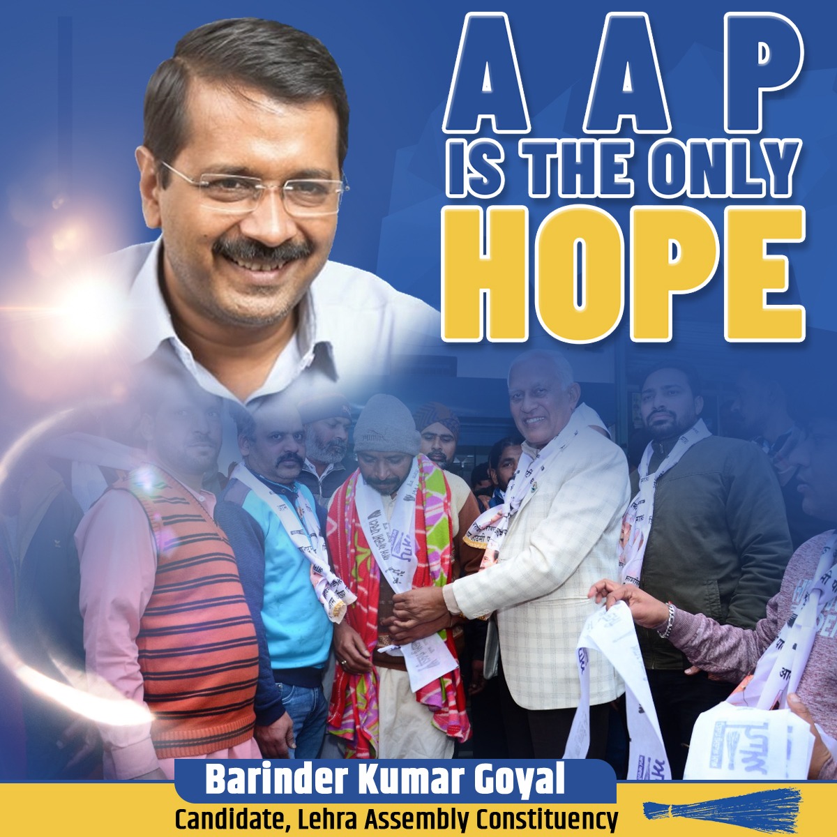 BarinderKGoyal's tweet photo. AAP is the only hope. 

#LehraWithBarinderKumarGoyal 
#VoteForAAP https://t.co/UwWgvbuBRF