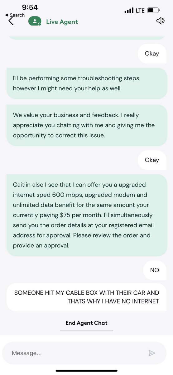 _caitlinnlee's tweet photo. S/o to Ranjeet at Xfinity for telling me to unplug and restart my modem to fix my internet when a car literally crashed into my cable box https://t.co/xbVwE7SPEA