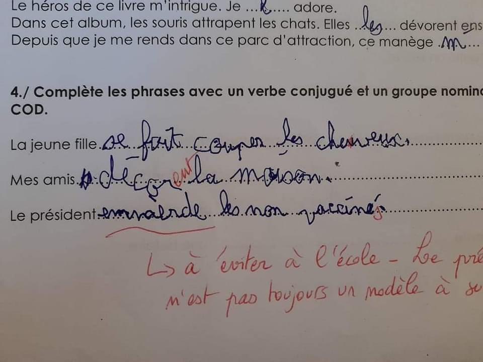 Travaux Scolaires 🤣🤣🤣 #Macron #Elysee2022 #EmmanuelMacron