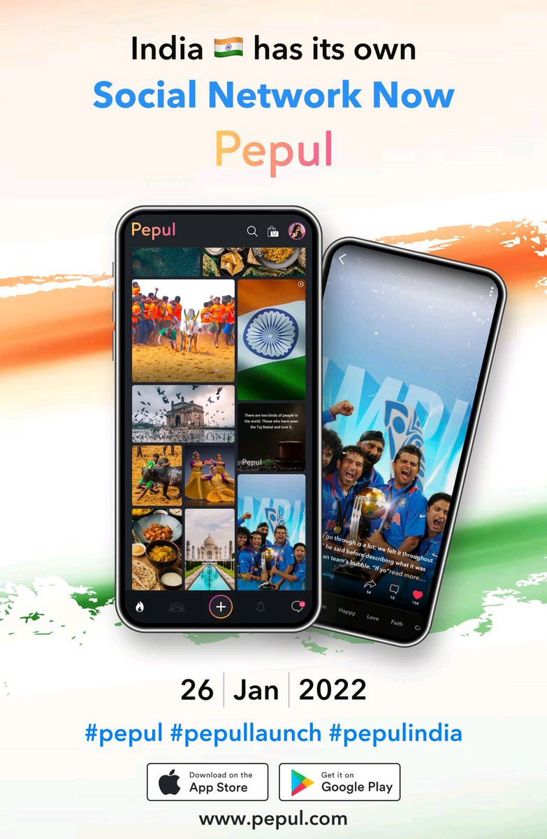 India has its own social network now.
Pepul launched on 26th Jan,  our Republic day. 🇮🇳. 

Proud moment for all Indians. 

Let’s download and support. 

pepul.com/download.

Happy Republic Day

#Pepul #pepulindia #pepullaunch