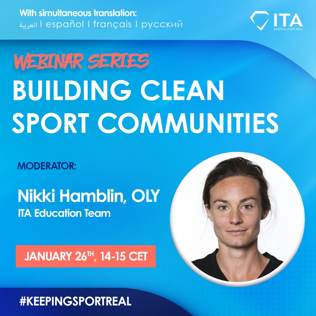 IntTestAgency's tweet photo. We are excited 😃 as we are getting ready for our first #webinar of 2022 -  "Building Clean Sport Communities"! 

Swipe through the images and check out today's expert panellists. 

Join them online and register here: https://t.co/id7E494VBa

 #KeepingSportReal #antidoping https://t.co/tFs39ANb2A