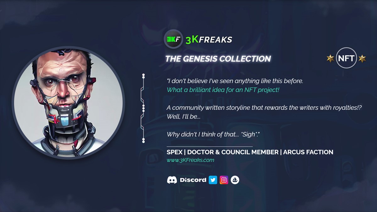 3KFreaks's tweet photo. 😮
Dive into the surreal, a world at war, the year 3K.
@3KFreaks is challenging the context of collective #creativity through a community written narrative.

Writers are #paid royalties! 💸

See https://t.co/X9nzDQEP8A for more info.
An #NFT project you don't want to miss. https://t.co/0kndPtFj5E