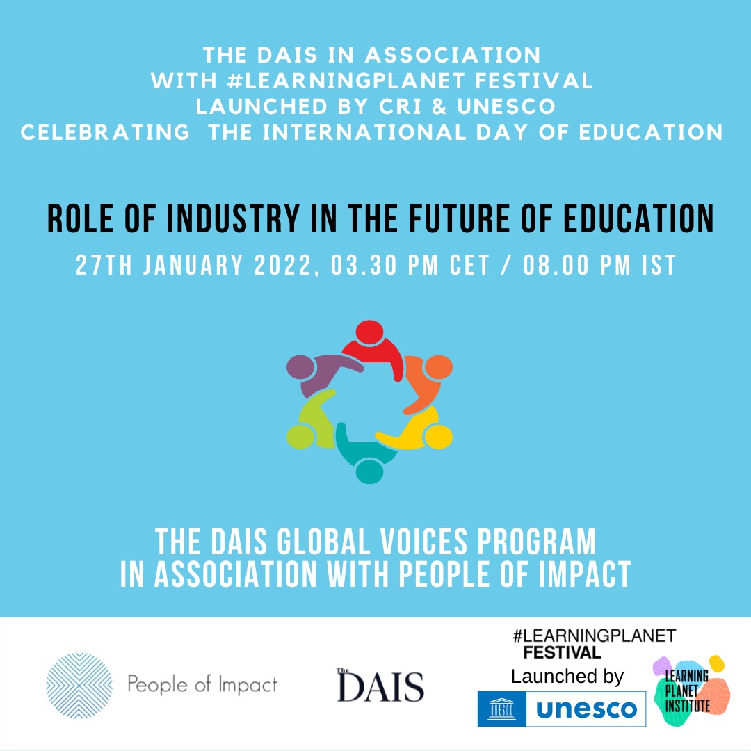 PeopleofImpact's tweet photo. 📣 One more day to register for the Role of Industry in the Future of Education event in collaboration with @thedaisindia! 

How can we improve access to education? Find out what experts think by registering 👉 https://t.co/y5pPTpmEUb 

#LearningPlanetFestival @lpiparis_ @UNESCO https://t.co/7FSrYicTEe