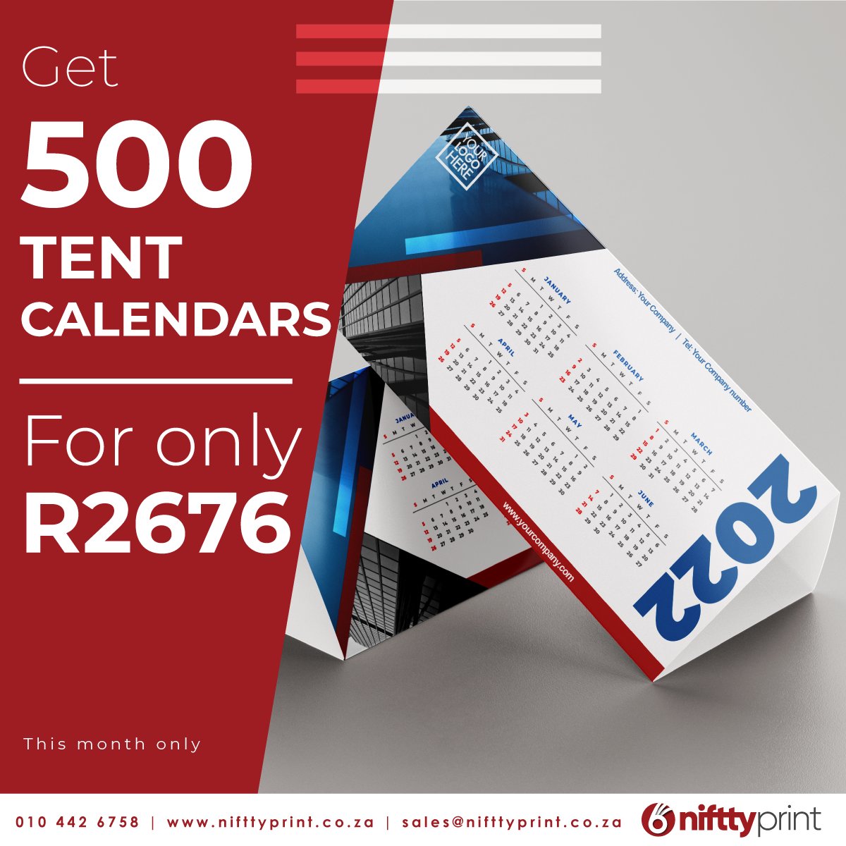 nifttyprint's tweet photo. Tent calendars are great for maximum brand exposure and convenient to use. They are an amazing marketing tools, easy to move around and lightweight.  Keep your brand on your clients minds all the time with our 2022 tent calendars. Call us on 010 442 6758 to place your order! https://t.co/AQywXF5Hol