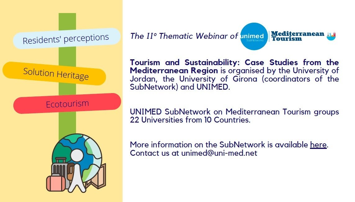alazaizeh's tweet photo. DON’T MISS TODAY'S WEBINAR - "Tourism and Sustainability: Case Studies from the Mediterranean Region" ..

Register here 👉https://t.co/hfOCGpHAue for the II° Webinar of THE #UNIMEDSubNetwork on Mediterranean #Tourism and join us at 10h30 am CET

Join us.. https://t.co/febvqBOGKm