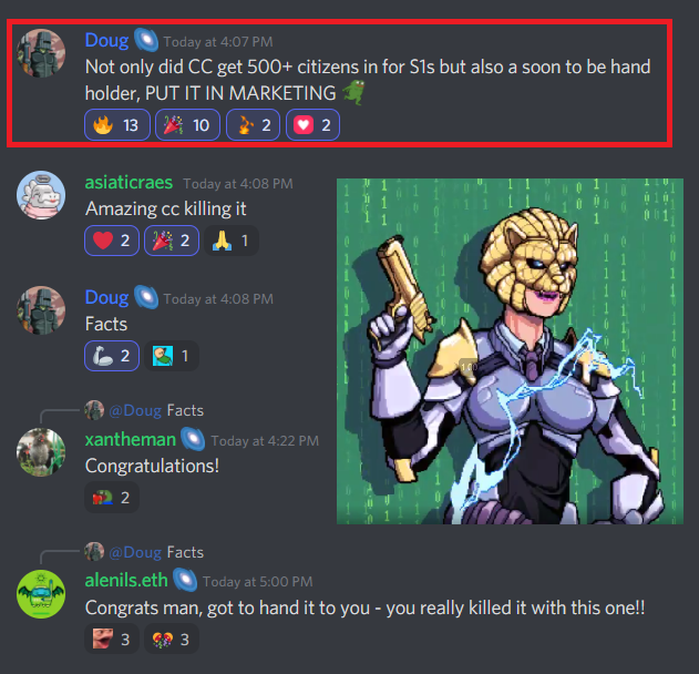 InternetMoney03's tweet photo. Congrats @0x_Doug on winning the $1,000,000+++ Hand of the #NeoTokyo Citadel 🎉

CC continues to crush as always 🦾 https://t.co/69vnq1hcJC