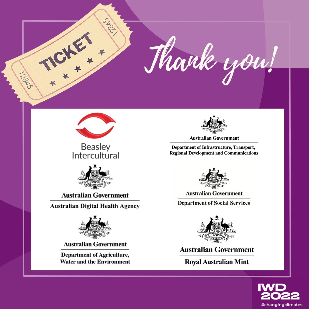 A big #IWD2022 thank you to all the amazing businesses that have already purchased corporate tables for International Women’s Day 2022! Have you got yours? @BIntercultural @AuDigitalHealth @envirogov @AusGovInfra @RoyalAustMint