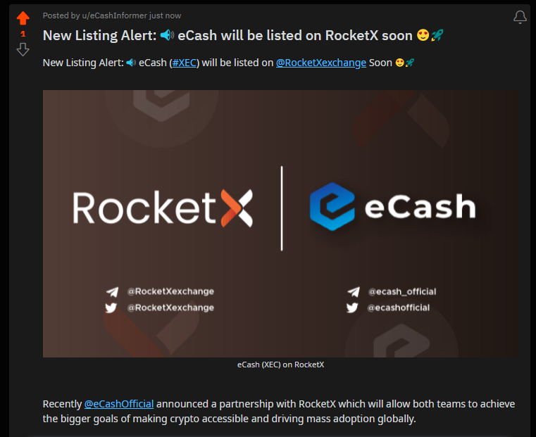 eCashInformer's tweet photo. 📢 Never miss an update!

If you're on Reddit make sure to join the @eCashOfficial Reddit channel! 

https://t.co/ZhMZhavbaV

#XEC #eCash #Crypto #Bitcoin https://t.co/hDynIz1ONE