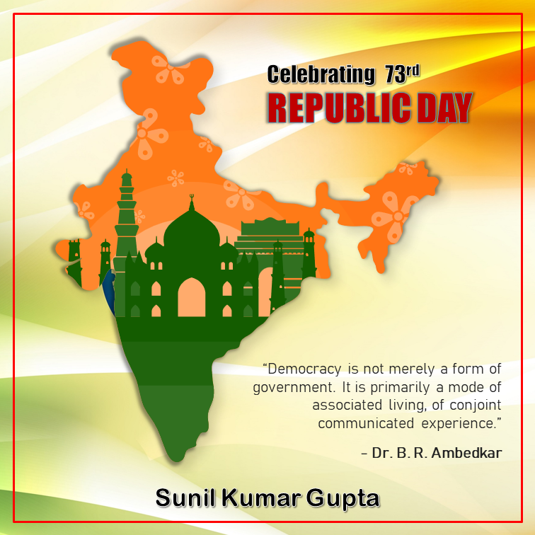 GuptaSunilK's tweet photo. Greeting everyone on occasion of India's 73rd Republic Day. #Republicday2022 #republicday #happyrepublicday2022 https://t.co/hkXFYPVCP0