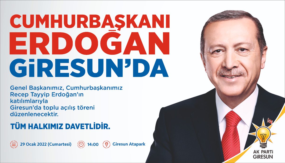 2853Akgun's tweet photo. Cumhurbaşkanımız Giresunda.
29 ocak Cumartesi.
Atapark meydan.
#Reis
#GİRESUNda https://t.co/5xdzj3rKtQ