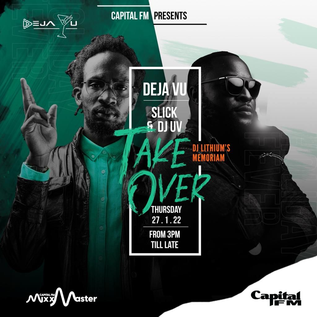 CapitalFMKenya's tweet photo. Join us this Thursday as we pour out a little liquor and celebrate @DJLITHIUM254’s life @dejavuLoungeke 🥃 🕊 

#CapitalTakeover #RipDjLithium https://t.co/vjzaksEd1k
