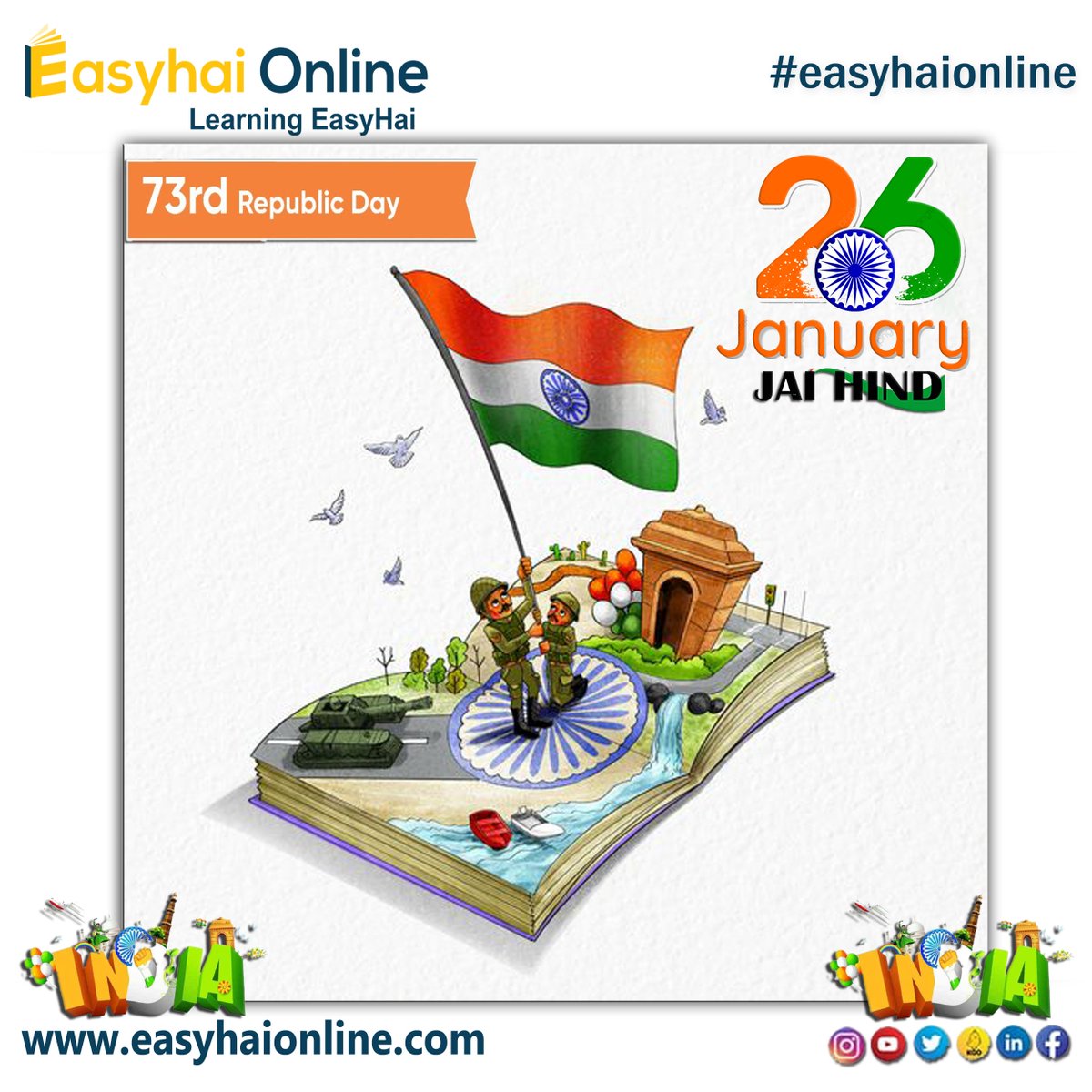 Happy 73rd Republic Day! Jai hind🇮🇳
Youtube link- youtube.com/channel/UC-Ptt…
Website link :- easyhaionline.com
#easyhaionline #republicdayindia #indiarepublicday #73republicaday #ʀᴇᴘᴜʙʟɪᴄᴅᴀʏɪɴᴅɪᴀ #beautifulinda