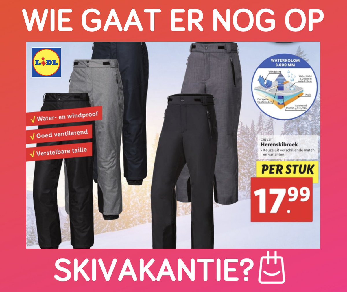 Dan zijn deze skibroeken van <a href="/LidlNederland/">Lidl Nederland</a> perfect!⛷️👖 Deze aanbieding vind je op folderz.nl/winkels/lidl/f… 🎿