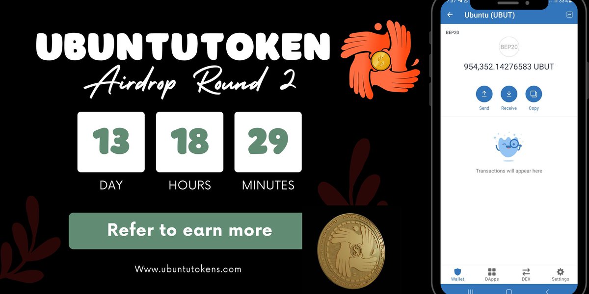 UbuntuTokens's tweet photo. UbuntuToken Airdrop round 2
CA: 0xd9fb586dbCd883D84a13acAb8A3875fb3B050841
Click here to Start https://t.co/UIx7TAdn3P
 💥Add Token to a new wallet and submit bsc address. 
🏅Refer to earn more🪂
Airdrop for 4000 participants
First 2000 participants &amp; random 2000 participants https://t.co/NnMTQNzG0s