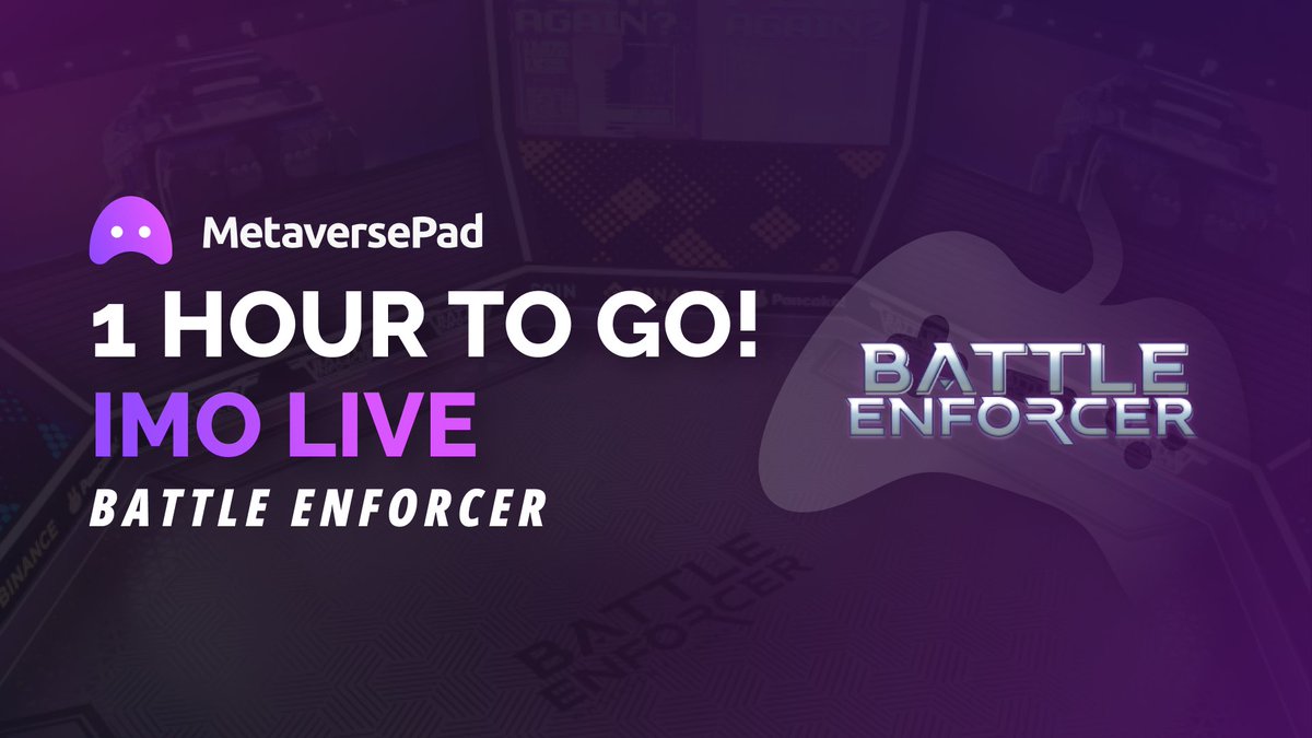 arbipadcom's tweet photo. ONLY 1 HOUR LEFT! @EnforcerBattle IMO is going to live on MetaversePad🔥

Are you whitelisted? It's a great chance. So, don't miss out. Set your alarm on! https://t.co/Pqk5vLmeZq