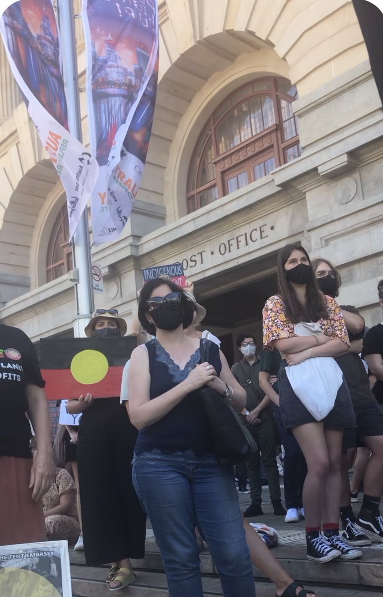 SaraJade_13's tweet photo. Perth #InvasionDayprotest Masks all around great to see them looking after themselves and responsible to the community. #Alwayswasalwayswillbe https://t.co/1p4h4XuQ3i