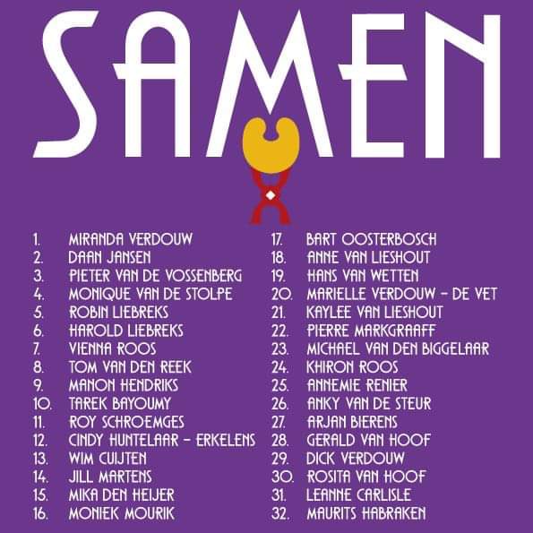 Samen_GM's tweet photo. SAMEN gaat de verkiezingen in met 32 kandidaten, een uitermate goede mix mensen die SAMEN aan de slag gaan om Geldrop en Mierlo nog mooier te maken. 

#SAMENaandeslag https://t.co/r056mLFc2W