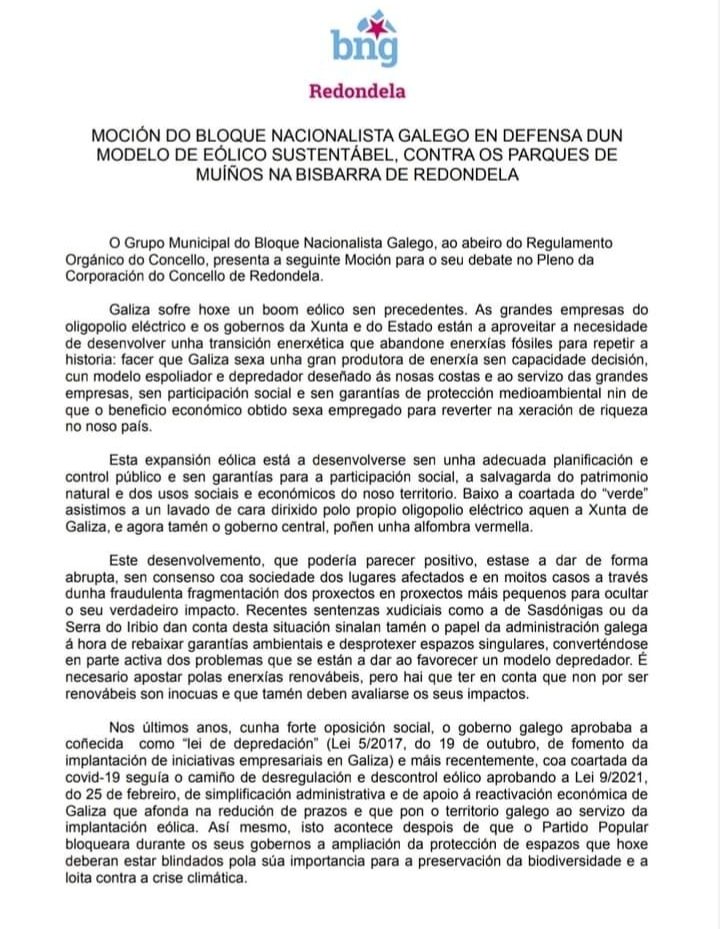 xcgcampo's tweet photo. #Redondela #Reboreda Imos continuar traballando ata que a Xunta retire grande parte dos nosos montes do Plan Eólico. Somentes están ao servizo das grandes corporacións que buscan o seu lucro particular https://t.co/vcmEPry8O9