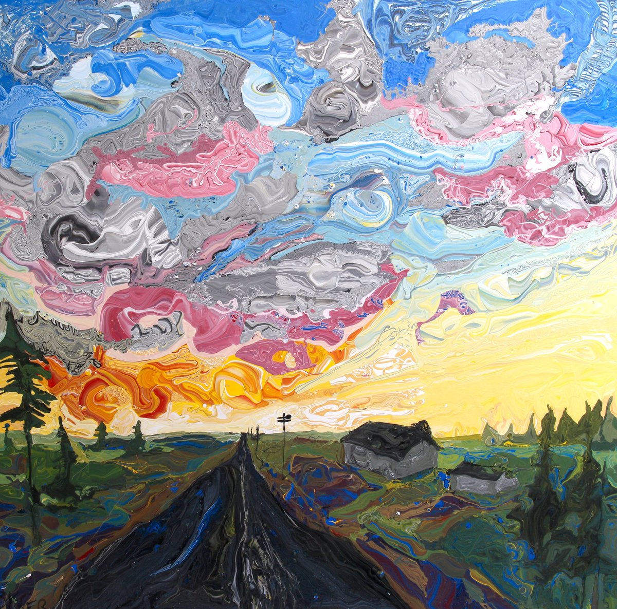 thewhateverist's tweet photo. @opensea Sky’s Singing no brushes or touching puddle paintings are made by laying the canvas flat and pouring numerous puddles of paint on the canvas until the whole surface is covered in one thick layer of paint that dries smooth as glass. ✨✨✨✨🥕🐇 https://t.co/0Z662cj7DO https://t.co/91aOuFHOcd