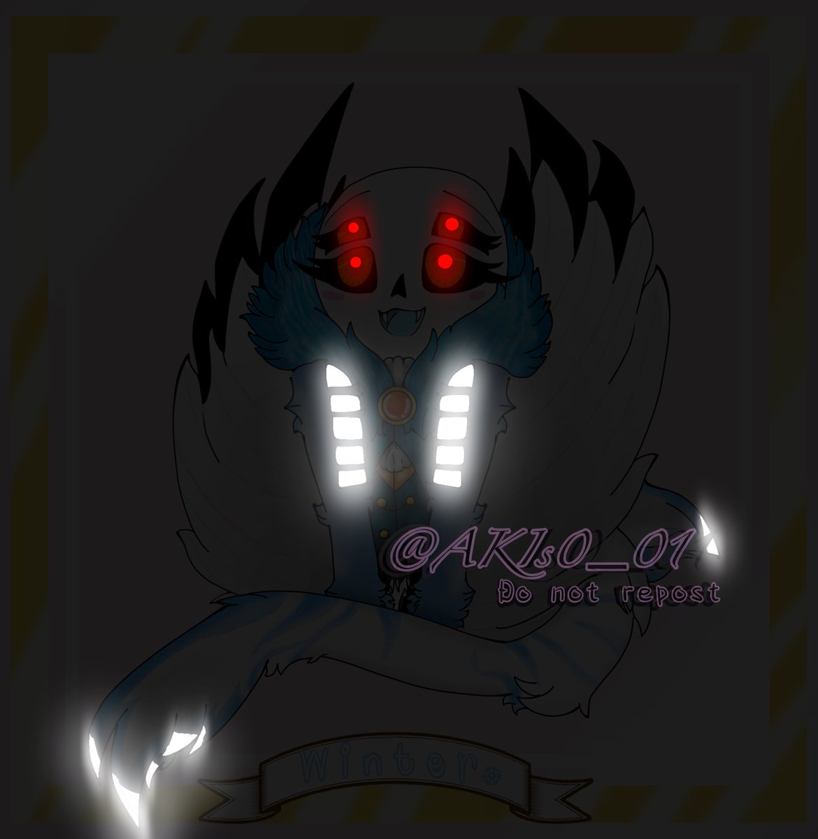 Another OC done! Name's Winter, based off my Jotunhel OC in CoS. 
#AKIs0_01

In the light                               In the dark