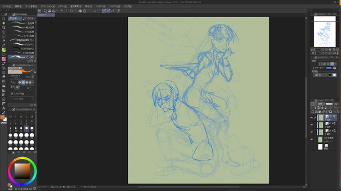 書き慣れたキャラだともう正直服着てない体の線からでもペン入れは出来るんじゃないかな…と言う位にはなってるので雑というかもうかかんでええか?みたいな気持ちになってくる(途中 