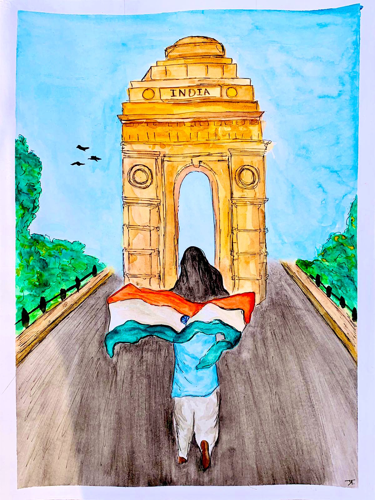 Easy Republic Day Drawing for Beginners with Pastel || Independence Day  Drawing - YouTube | Independence day drawing, Art drawings for kids, Drawing  competition