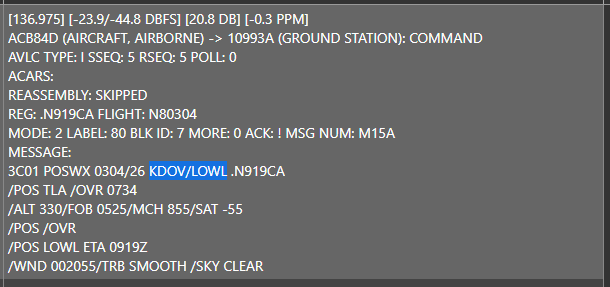 Gerjon_'s tweet photo. @IntelWalrus ACARS message suggests KDOV-LOWL, which would mean 🇺🇸Dover to 🇦🇹Linz in Austria?

Also the callsign is not in line with what we saw before (CMB312, 313, 314)

#CMB304 🇺🇸N919CA https://t.co/4i2k5Dt4Hh