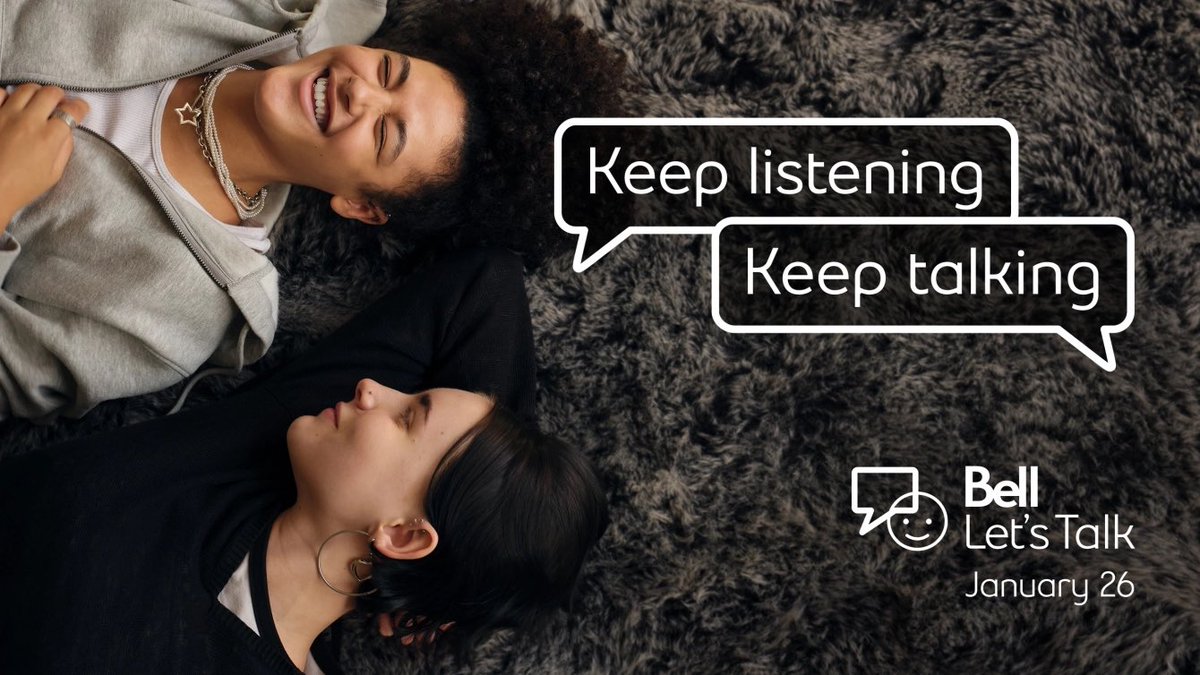 Bell Let's Talk Day is January 26th. Let's keep listening, keep talking and keep being there for ourselves and each other. #BellLetsTalk