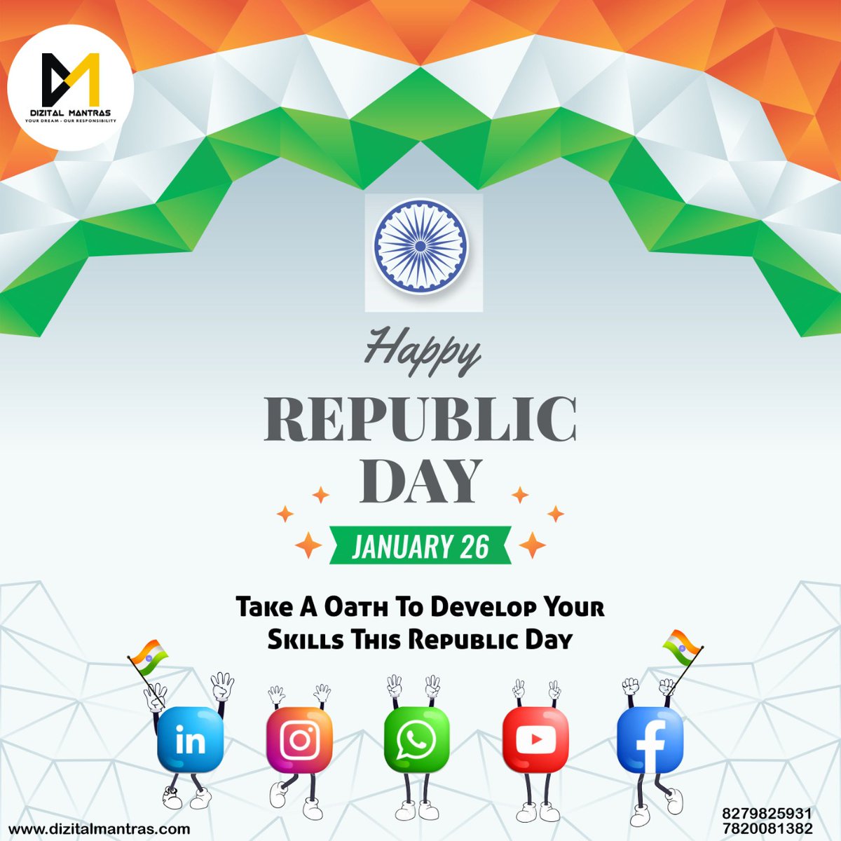 DizitalM's tweet photo. Happy Republic Day 2022 to all the Indians

#republicday #republicdayindia #bareilly #digitalmarketing #graphicdesign #mis #employability #jobskills #skillinstitute https://t.co/PMKVzyAIZw