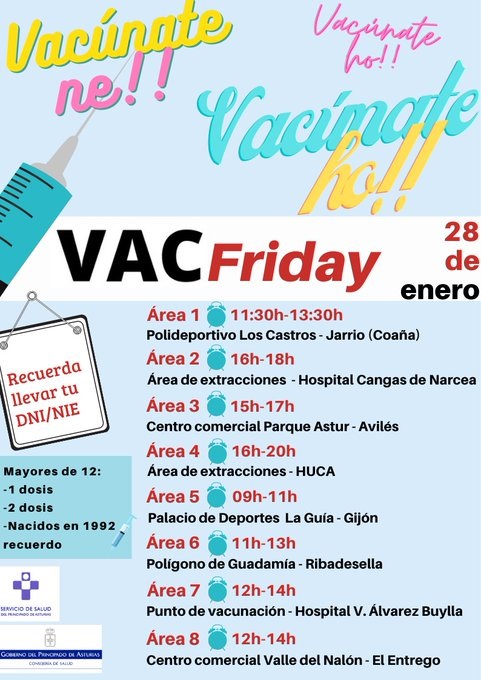 GobAsturias's tweet photo. 🦠Los mayores de 30 años podrán recibir su dosis de refuerzo sin cita previa el próximo viernes #VacFriday
🦠También se administrará a los mayores de 12 años
Primera 💉
Segunda 💉💉
➕ℹ️👇
https://t.co/gydrgZqweu https://t.co/sz0P9JUXj9