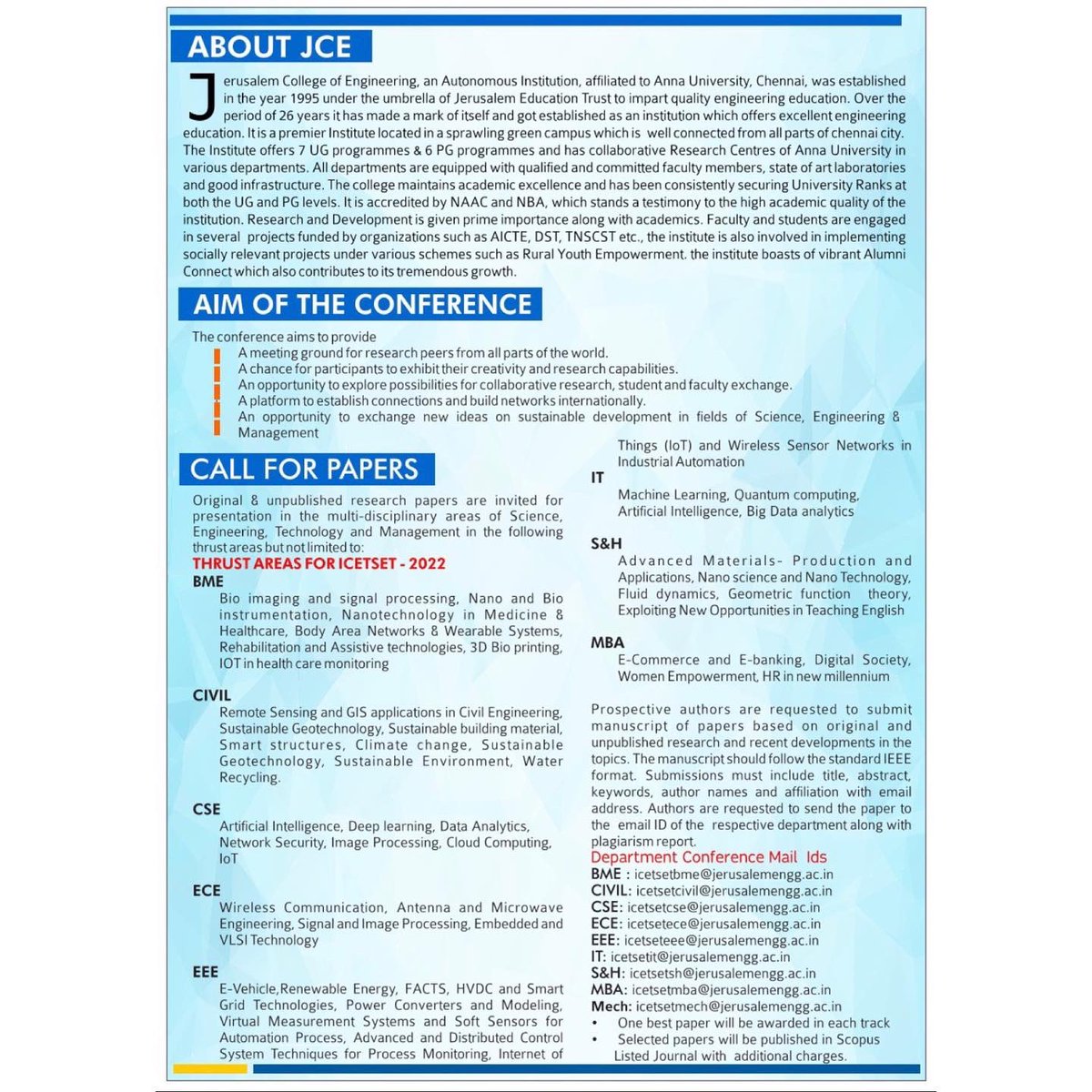 research_pub's tweet photo. Jerusalem's fourth series of International Conference is going to be conducted in Virtual Mode on 7th &amp; 8th of April 2022.
#research #manuscript #publications #scopus #engineering #civil #Conference https://t.co/Dxrb2W5mkz