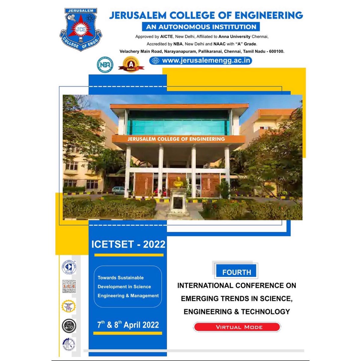 research_pub's tweet photo. Jerusalem's fourth series of International Conference is going to be conducted in Virtual Mode on 7th &amp; 8th of April 2022.
#research #manuscript #publications #scopus #engineering #civil #Conference https://t.co/Dxrb2W5mkz