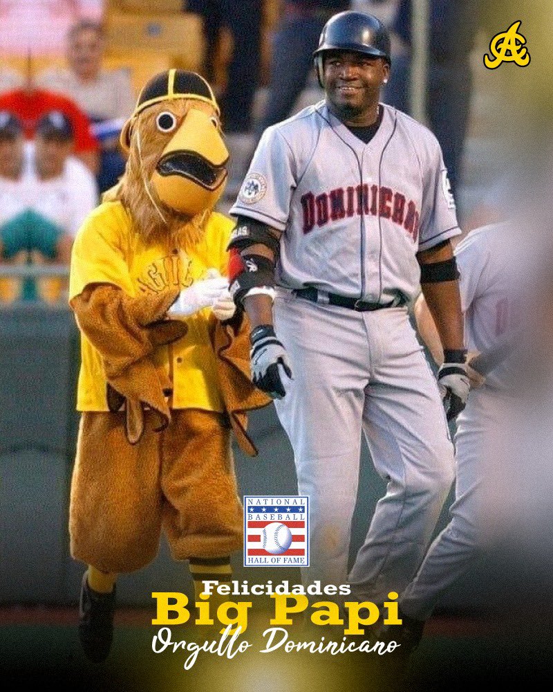 aguilascibaenas's tweet photo. Aún recordamos aquella actuación histórica en la Serie del Caribe 2003, hoy celebramos tu exaltación al Salón de la Fama del Béisbol de Grandes Ligas.

¡Enhorabuena Big Papi! https://t.co/3p8nFkX4V6