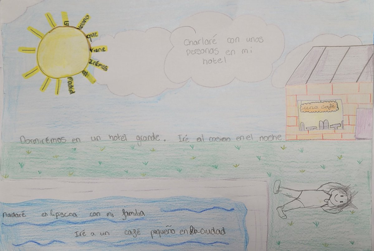 PNTspanish's tweet photo. Ciara Walsh (Ty) was practising the future tense by depicting her plans for el verano (the summer) 🌞 
@Trionoide https://t.co/debYrtVgPW
