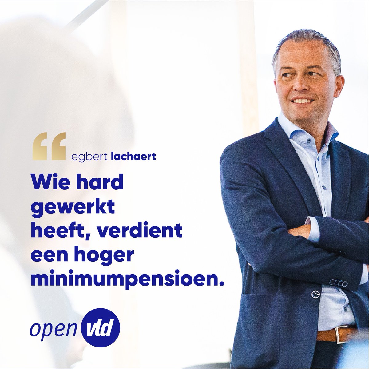 Voorzitter <a href="/egbertlachaert/">Egbert Lachaert</a> vandaag in <a href="/lesoir/">Le Soir</a>:
“Werken moet altijd meer lonen, ook in de pensioenen. Dat is een kwestie van rechtvaardigheid. Wie hard gewerkt heeft moet een hoger pensioen krijgen dan iemand die minder heeft gewerkt."