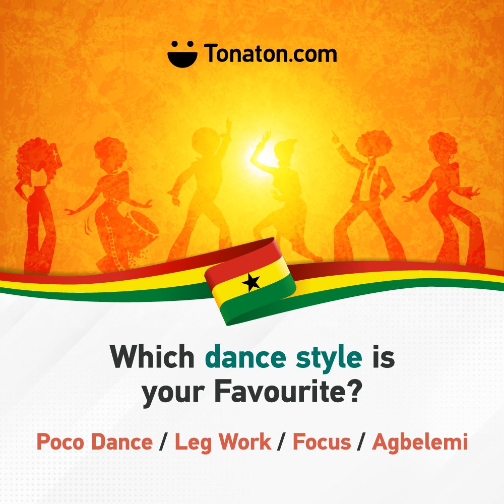 TonatonGhana's tweet photo. Tell us which dance styleππΊ you just have to rock once your favorite music playsπ
#tonaton #pocodance #legwork #focusdance #agbelemi https://t.co/W5ji3Y1vju