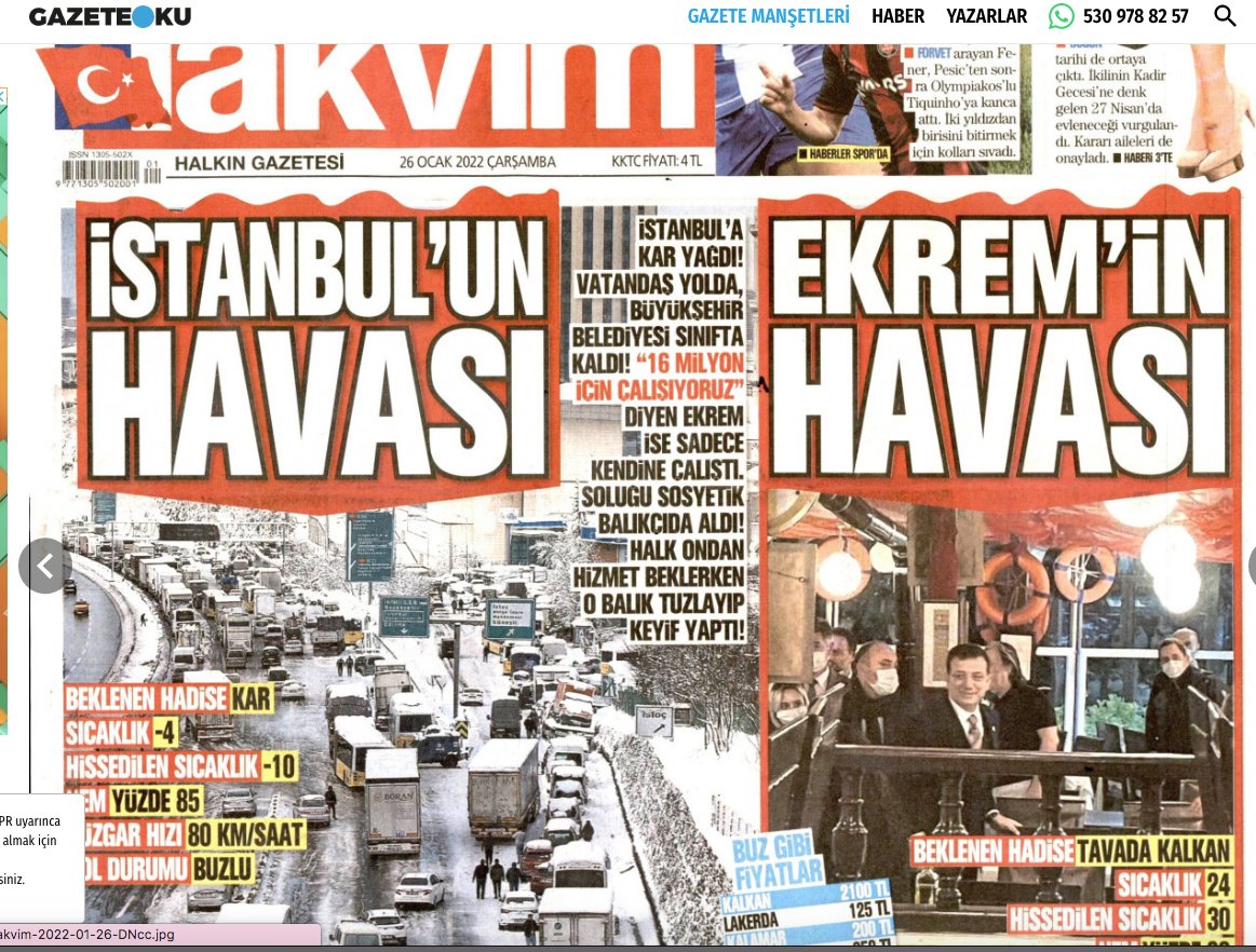Atasözü uzmanı SEDEF KABAŞ cezaevine girmeseydi,
İstanbul'un bu durumunu
bir TÜRK ATASÖZÜ ile değerlendirir,
🔴Mahalle Yanarken O..spu saçını tararmış'' yorumunu yapardı..!