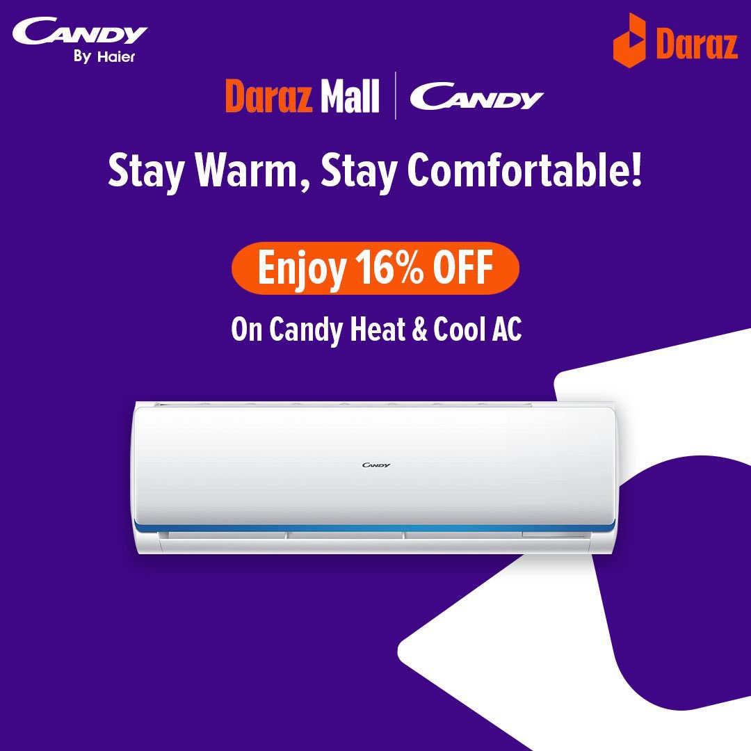 HaierPakistan's tweet photo. Haier is giving you an opportunity to stay warm &amp; comfortable while saving 16% OFF on the purchase of Candy DC Inverter AC.  This offer is exclusively on the Haier Flagship Store at Daraz Mall. 

Visit: https://t.co/VwCXqtgqW7

#Haier #DarazMall #CandyAC https://t.co/GNiYocGv4e