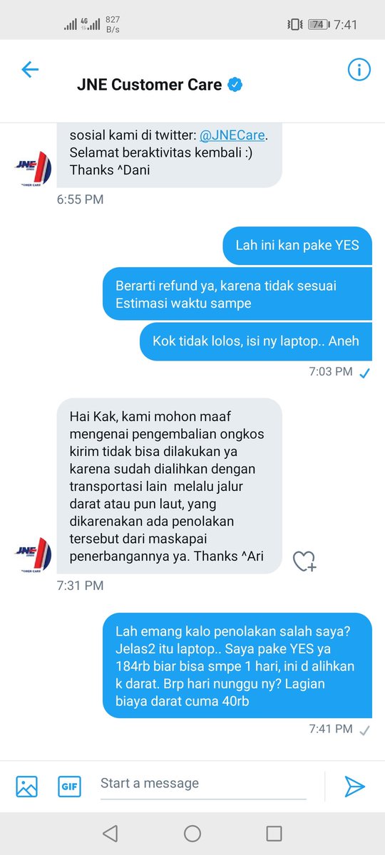 mbinary21's tweet photo. @JNECare ada yang sama kasusnya??
Paket YES di ubah jdi via darat tapi ga boleh d refund uang pengirimanny. 184rb VS 40rb + rugi waktu banyak.

Ap penjelasan y, bles tuh DM @JNECare https://t.co/EVUJP8cCR1