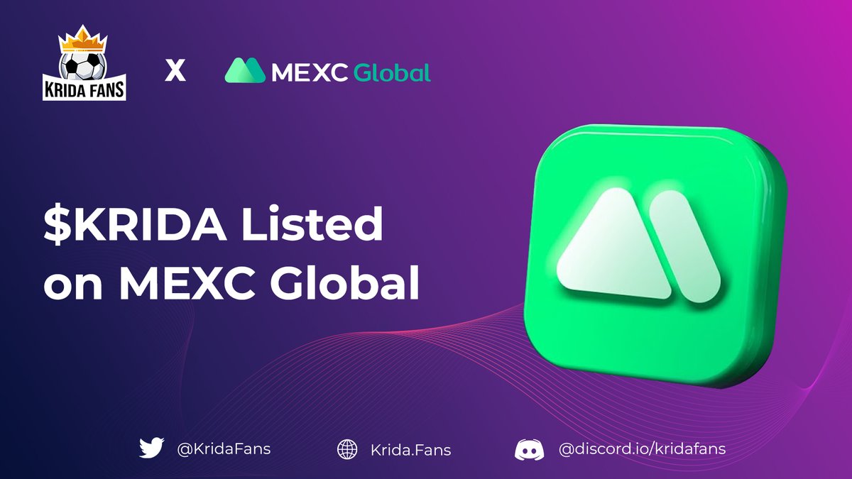 KridaFans's tweet photo. 🚨 KRIDA LISTING IS LIVE! 🚨

$KRIDA token is now officially listed on @MEXC_Global!

Our first trading pair is against USDT, visit the exchange link below and start trading!

🌐 https://t.co/Bu1PMFasiG https://t.co/fSkcSSPTQE