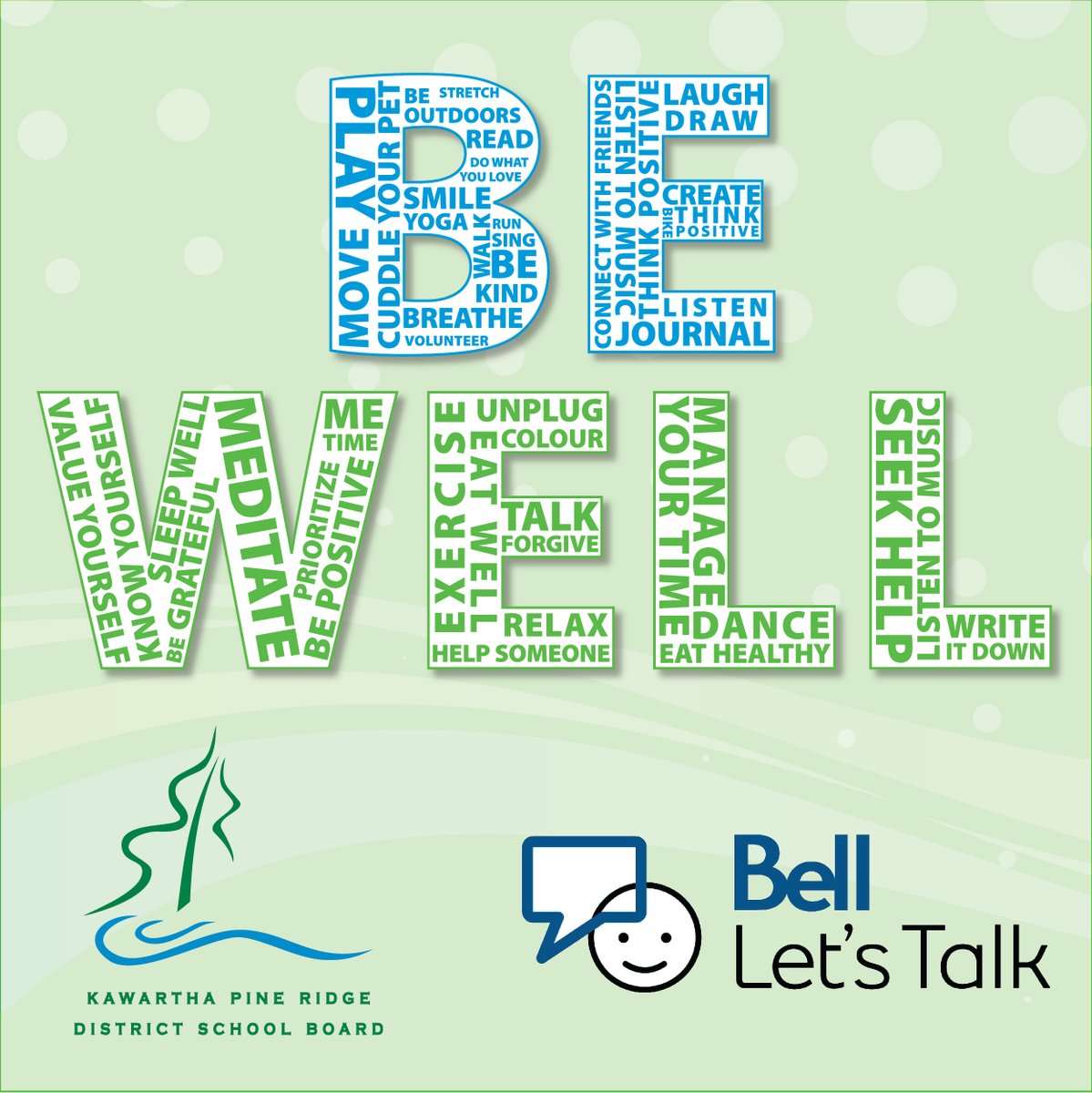 kprschools's tweet photo. Today is #BellLetsTalk Day. Please be kind and patient with yourselves and those around you, as mental health affects us all. Check out KPR’s mental health strategies and resources available on our website: https://t.co/pkyaXphm45 https://t.co/fsdGx5vZkf