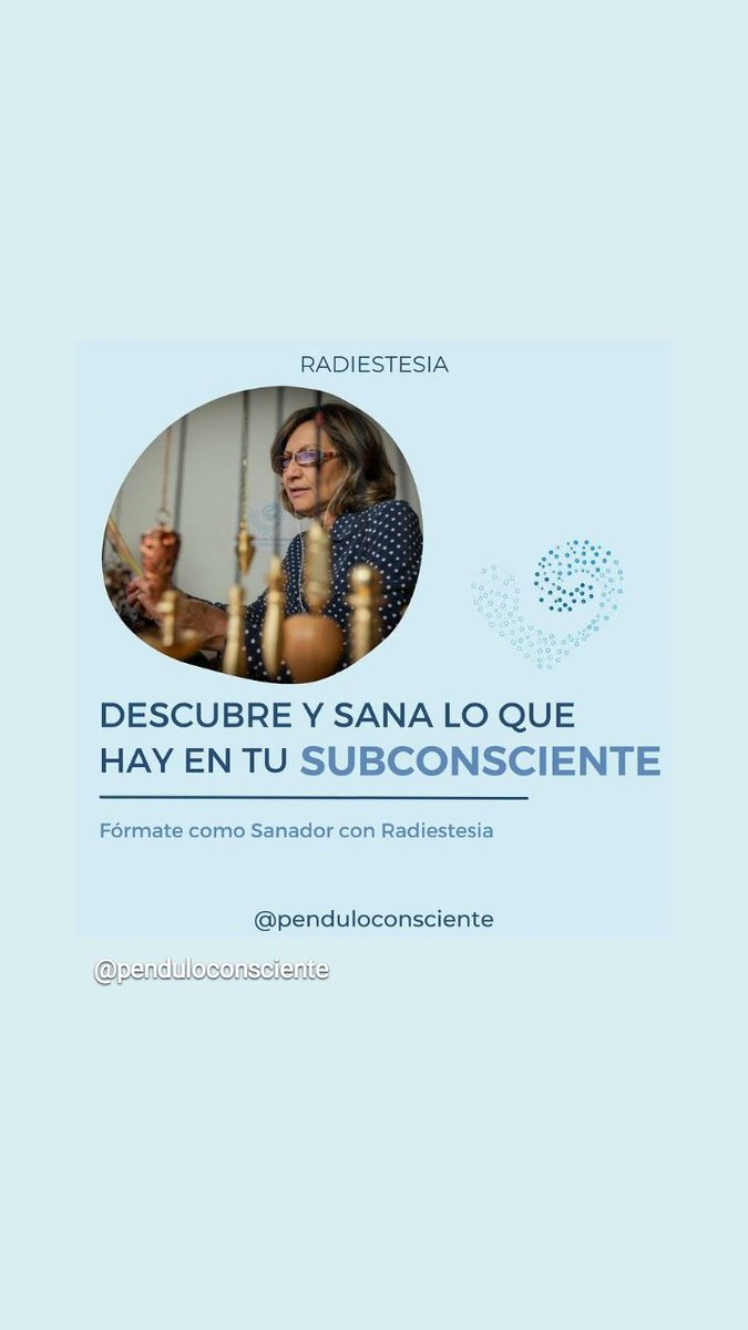 aromasypendulos's tweet photo. Sabías que el subconsciente almacena todas tus experiencias?⁣
⁣Conecta tu consciente con tu subconsciente Fórmate cómo Sanador
#pendulo #serconsciente #pendulosbogota #chakrashealing #cursopendulo #ximenalopezlara #conexionessanadoras #penduloconsciente #terapeutaholistico⁣
⁣ https://t.co/Cxi2qmQpH8