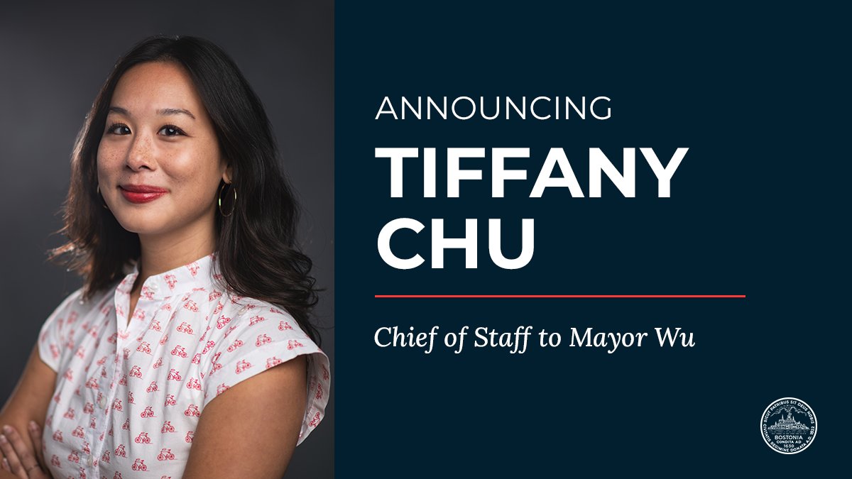 Announcing TIFFANY CHU as Chief of Staff to Mayor Wu.