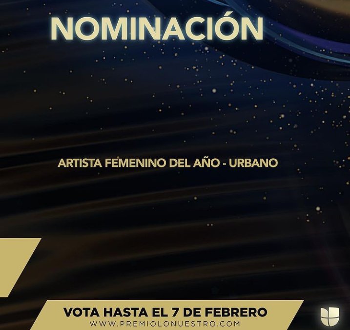 Mariah_ACharts's tweet photo. Mariah Angeliq is nominees “Artista Femenino Del Ano - Urbano (Female Artist Urban Of the Year)” at #PremioLoNuestro 

Go to vote:https://t.co/IGsFOt0TEB https://t.co/axQ8y1U5Kt