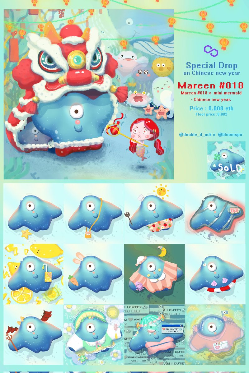 double_d_uck's tweet photo. ❤️🎉🧧Special Drop 🎊🎈🧨
Mareen #018 x mini mermaid-Chinese new year (EPIC)
Collab between @double_d_uck and @bloomspn
Price : 0.008
Take her : https://t.co/s1baM6zvAn
#NFTTHAILAND
#NFTCommunity #NFTs #nftcollector #PolygonNFT #Polygon #Mareen #NFTJapan #ETH #NFT #NFTdrop https://t.co/VwaqtZeS8k